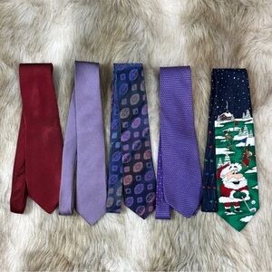 5 Men’s Ties Bundle | Designer & Novelty | Murano, Tommy Hilfiger, Aquascutum +